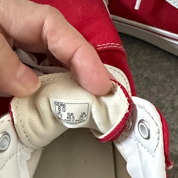 Vans Red and White Low Top Sneakers - Picture 5 of 6